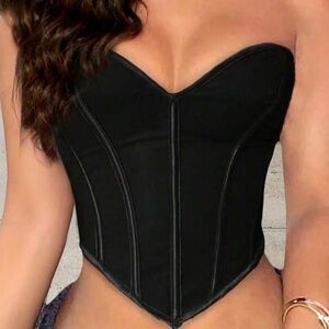 SHEIN Black Strapless Corset Top